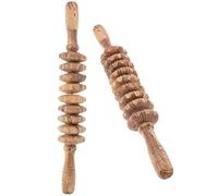 Rodillo de Masaje de Madera 2 Piezas, Masajeador Abdominal