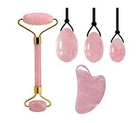 Rodillo de masaje facial de cuarzo rosa Bola de masaje de huevo Yoni Juego de raspador de tablero GuaSha Masajeador de rodillo de jade natural Bola de ejercicio de Kegel-Tipo A