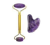 Rodillo de masaje facial de jade amatista Gouache Guasha juego de herramientas de masaje natural Gouache Jade cuerpo facial masajeador regalo, tipo 1