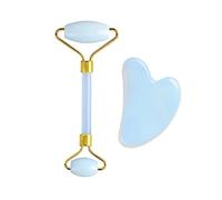 Rodillo De Masaje Facial De Ópalo, Juego De Rascador Gouache, Herramienta De Elevación Facial De Piedra Gouache De Jade, Masajeador Para Cara, Raspador GuaSha,Conjunto De Oro