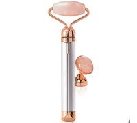 Rodillo de Masaje Facial por Vibracion de Cuarzo Rosa Piel Cara Tersa Bolsas y Ojeras Antienvejecimiento Arrugas Masajeador