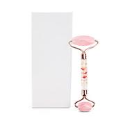 Rodillo de masaje facial portátil de jade natural de jade anti arrugas para adelgazar-Caja blanca pétalo rosa