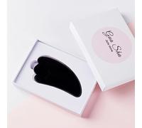 Rodillo De Masaje Gua Sha De Obsidiana Natural, Herramienta De Masaje Guasha, Piedra Gouache, Rodillo De Jade Facial, Masajeador, Raspador Facial,Negro GuaSha-2-Caja