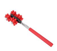 Rodillo de masaje telescópico, mango de goma suave de longitud ajustable Rodillo rascador de espalda manual giratorio de 360 °(rojo)