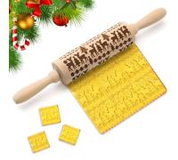 Rodillo De Navidad, Tallada En Relieve Rodillo, Rodillo De Madera Navideño, Navidad Rodillo Amasar, Rolling Pin Wood 3D Patrón Para Hornear Pasteles, Pasteles, Galletas Y Fondant
