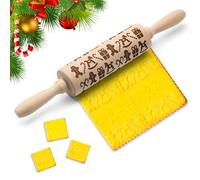 Rodillo De Navidad, Tallada En Relieve Rodillo, Rodillo De Madera Navideño, Navidad Rodillo Amasar, Rolling Pin Wood 3D Patrón Para Hornear Pasteles, Pasteles, Galletas Y Fondant