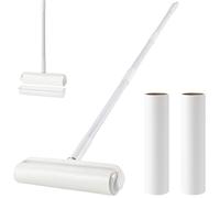 Rodillo de Pelusa Grande con Cubierta para Suelos, Rodillo removedor de Pelusa Gigante de 9.5 Pulgadas con 2 recambios, Rodillo Adhesivo de Mango Extra Largo para sofá, Alfombra, Ropa de Cama (Mango