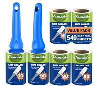 Rodillo de pelusa pegajoso para pelo de mascotas: removedor de pelusas para perros y gatos, juego de 540 hojas, 2 asas + 6 rodillos, eliminación de pelos para ropa, sofá, muebles