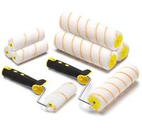 Rodillo de Pintura Set 8 piezas - Rodillos de Pintura de Con Mango, 6 Rodillo Pintura（18 cm / 11cm）, 2 asas de Rodillos, Pintura Antigoteo Reutilizables Para la Decoración de Paredes y Hogar.