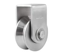 Rodillo de polea de rueda simple tipo U de acero inoxidable 304 con rotación de 360 grados, resistente, rueda ranurada, bloque de polea tipo V.(54mm U Type)