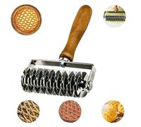 Rodillo de Rejilla, Rodillo Enrejado, 13.3 cm Cortador Hojaldre de Acero Inoxidable con Madera Mango, Rodillo Cocina, Rodillo Roller para Pizza, Galletas, Pasteles, Bizcochos, Tartas