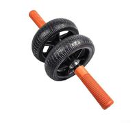 Rodillo de rueda abdominal, equipo de ejercicio de doble rueda sin rebote para entrenamiento central, ejercicio abdominal en casa con neumáticos de goma y asas (negro + naranja)