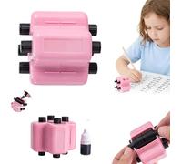 Rodillo de sellos matemáticos, juego de sellos de matemáticas 4 en 1, suma, resta, multiplicación y división, con tinta, hace que el aprendizaje sea más interactivo y agradable (rosa)