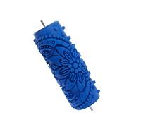 Rodillo de textura decorativa con funda de rodillo de pintura artesanal con patrón de flores en relieve de goma para máquina de pintura de pared, herramienta de goma con funda de -
