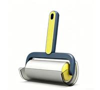 Rodillo extra de pelusa con asa y cubierta antipolvo, 60 hojas por rollo para pelo de mascotas, eliminación de polvo en muebles, ropa y sofás, agarre ergonómico antideslizante (azul y amarillo)