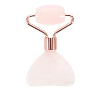 Rodillo Facial de Cuarzo Rosa Natural, Masajeador Elegante | Refrescante para Ojos y Mejillas, Ayuda Absorción Sérica, Incluye Cepillo Mascarilla, Color Rosa
