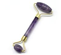 Rodillo facial de jade de amatista soldado, masajeador de doble cuello, rodillo de jade antienvejecimiento, herramienta de masaje facial, rodillo masajeador de jade 100% para la cara