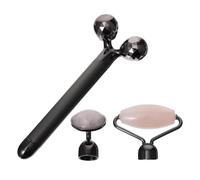 Rodillo Facial de Jade Eléctrico para Masaje Facial | Cristal de Jade y Aleación, Batería Aa Incluida, Color Negro, para Rostro Femenino