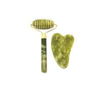 Rodillo facial de jade natural Gua Sha Scraper Set Face Neck Body Beauty Guasha Masaje Herramienta de elevación delgada (tipo E)