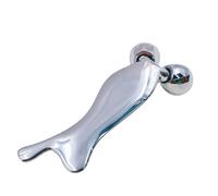 Rodillo facial de metal de doble propósito y herramienta de masaje Gua Sha para ojos y cara, 12,8 x 5,2 cm, 4 opciones de diseño (estilo 1)