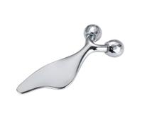 Rodillo facial de metal de doble propósito y herramienta de masaje Gua Sha para ojos y cara, 12,8 x 5,2 cm, 4 opciones de diseño (estilo 2)