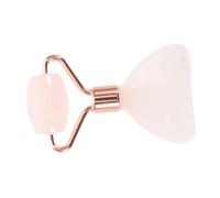 Rodillo Facial Gua Sha de Cristal Rosa y Metal para Mujer | Uso en Rutina de Cuidado, Formato Mini Portátil, Ocular Instantáneo, para Viaje