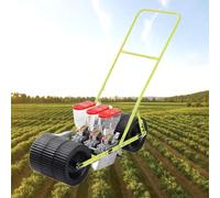 Rodillo manual para sembradora de jardín para aplicación de maíz y fertilizantes, dispensador de semillas agrícolas de empuje manual para soja, maní, siembra de algodón