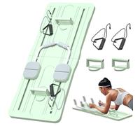 Rodillo multifuncional de rebote automático, tabla de ejercicio abdominal, tabla abdominal plegable con soporte de codo y bandas de resistencia, tabla de pilates