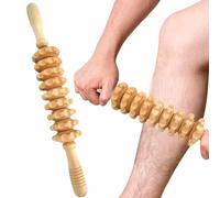 Rodillo muscular herramienta de masaje para atletas, de masaje de madera con mango deslizante An-Ti, rodillo muscular manual multifuncional para aliviar, calambres y terapias físicas