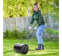 Rodillo para césped Outsunny con asa de U, rodillo de jardín, diámetro de 40 cm, llenado con 60 L de agua/arena, metal, negro, 57 x 40 x 123 cm