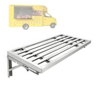 Rodillo para pintar Puesto De Concesión Extra Largo, Estantes De Listones De Acero Inoxidable para Exteriores Montados En La Pared, Camión De Comida Plegable Arriba(Silver,40x16in/101x40cm)