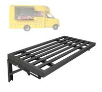 Rodillo para pintar Puesto De Concesión Extra Largo, Estantes De Listones De Acero Inoxidable para Exteriores Montados En La Pared, Camión De Comida Plegable Arriba(Black,46x18in/116x45cm)