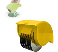 Rodillo picador de perejil y cilantro, herramienta de corte orgánico fresco de perejil, cortador manual de verduras con 6 cuchillas de acero inoxidable para cocina (amarillo)