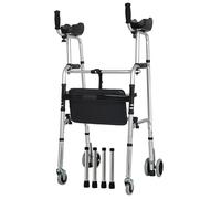 Rodillo plegable de aluminio con asiento y almohadilla para reposabrazos, altura ajustable, movilidad vertical para decoración de adultos mayores