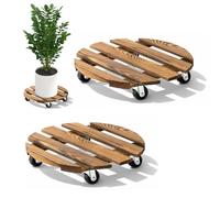 Rodillo redondo para plantas de 35 x 35 cm, 2 unidades, ruedas redondas, capacidad de carga de 90 kg, para exteriores, macetero con ruedas, posavasos redondo con ruedas