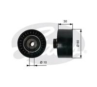 Rodillo tensor de la correa de distribución Plástico T42065 GATES para CITROËN
