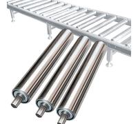 Rodillo transportador Paquete de 3 rodillos de gravedad de acero inoxidable, diámetro de 25, 32, 38, 50 y 60 mm, repuesto de transmisión por gravedad, rodillos de cinta transportadora industrial de al