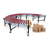 Rodillo transportador telescópico, cinta transportadora portátil sin alimentación con giro flexible de 360°, soporte de rodillo transportador plegable que soporta conexión multigrupo, para descarga de