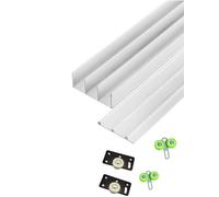 Rodillos for puertas corredizas de 3 rieles, programa de deslizamiento silencioso, grosor del panel de 30-36 mm for puertas de armario/gabinete/vidrio.(Cream,250cm/98.5in)