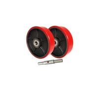 Rodillos for transpaletas, juego de 2 - Ruedas de dirección for transpaletas con eje de 180 x 50 mm (diámetro de 180 mm, ancho de 50 mm), ruedas de dirección con banda de rodadura de polietileno, coji