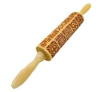 Rodillos para hornear Vintage grabado de madera en relieve rodillo cuadrado galletas molde para fiesta de Navidad herramientas de cocina - Pin de madera