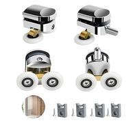 Rodillos para Puertas de Ducha 25mm Diámetro, Rueda Mampara Ducha para Vidrio de 4-6mm de Espesor Ruedas de Mamparas de Baño Recambio para Las Puertas de la Mampara (2 Superiores y 2 Inferiores)