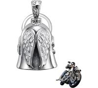 RODISHOMM Guardian Bell - Campana de acero inoxidable para moto, diseño de ángel de la guarda, plata, 4.5*2.7cm