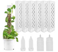 Rodison Juego de varillas de musgo de autoriego - 6 x 24,5 cm apilables para enrejado con 2 goteros + 2 clavos de tierra, varilla de musgo de plástico para monstera/hiedra/plantas trepadoras, uso con