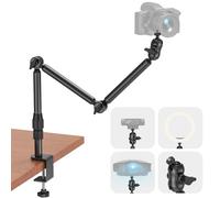 Rodison Soporte de cámara de escritorio superior, soporte de montaje para cámara web de 31 pulgadas con tornillos de 1/4 pulgadas, abrazadera C ajustable de 360° para cámaras DSLR, luz de anillo,