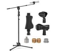 Rodison Soporte de Micrófono de Suelo con Trípode y Brazo, Clips y Adaptadores, Ajustable y Resistente para Actuaciones, Canto, Discursos, Bodas, Escenario y Exterior