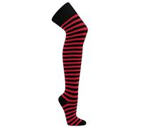 Rodnik Wear® Mujer overknees a rayas Medias ringelstrümpfe Carnaval Cosplay los años ochenta rojo y negro Talla única
