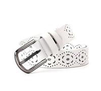 Rodsah Cinturón de cuero calado floral para mujer 2,9 cm, pretina decorativa para jeans,Blanco,70cm