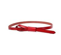 Rodsah Cinturón fino de piel para mujer, cinturilla minimalista para vestidos y vaqueros informales.,Rojo,100x1.5cm