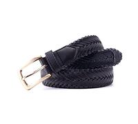 Rodsah Cinturón trenzado de PU tejido a mano para mujer, pretina tejida para jeans casuales,Negro,80cm
